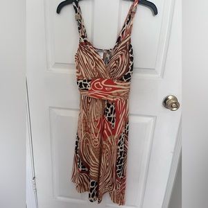 LaBelle dress large multi colored orange theme